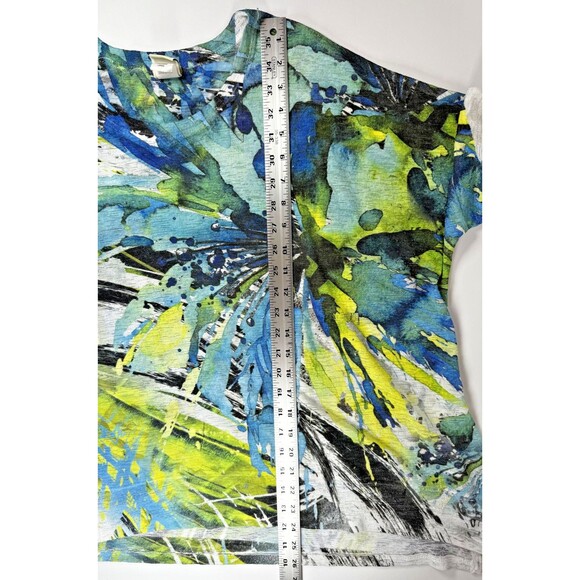 Jess & Jane Shirt Womens Large Blue Green Rain Forest Print Made USA CP1-672 - Picture 11 of 13